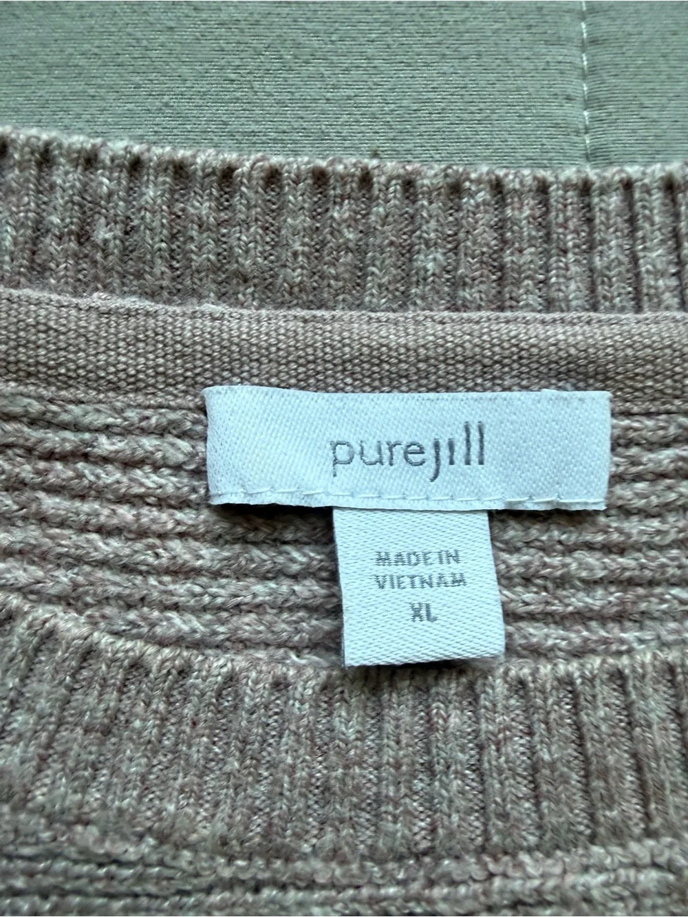 J. Jill Dusty Rose Lightweight Ribbed Crewneck Sweater with Pocket -XL